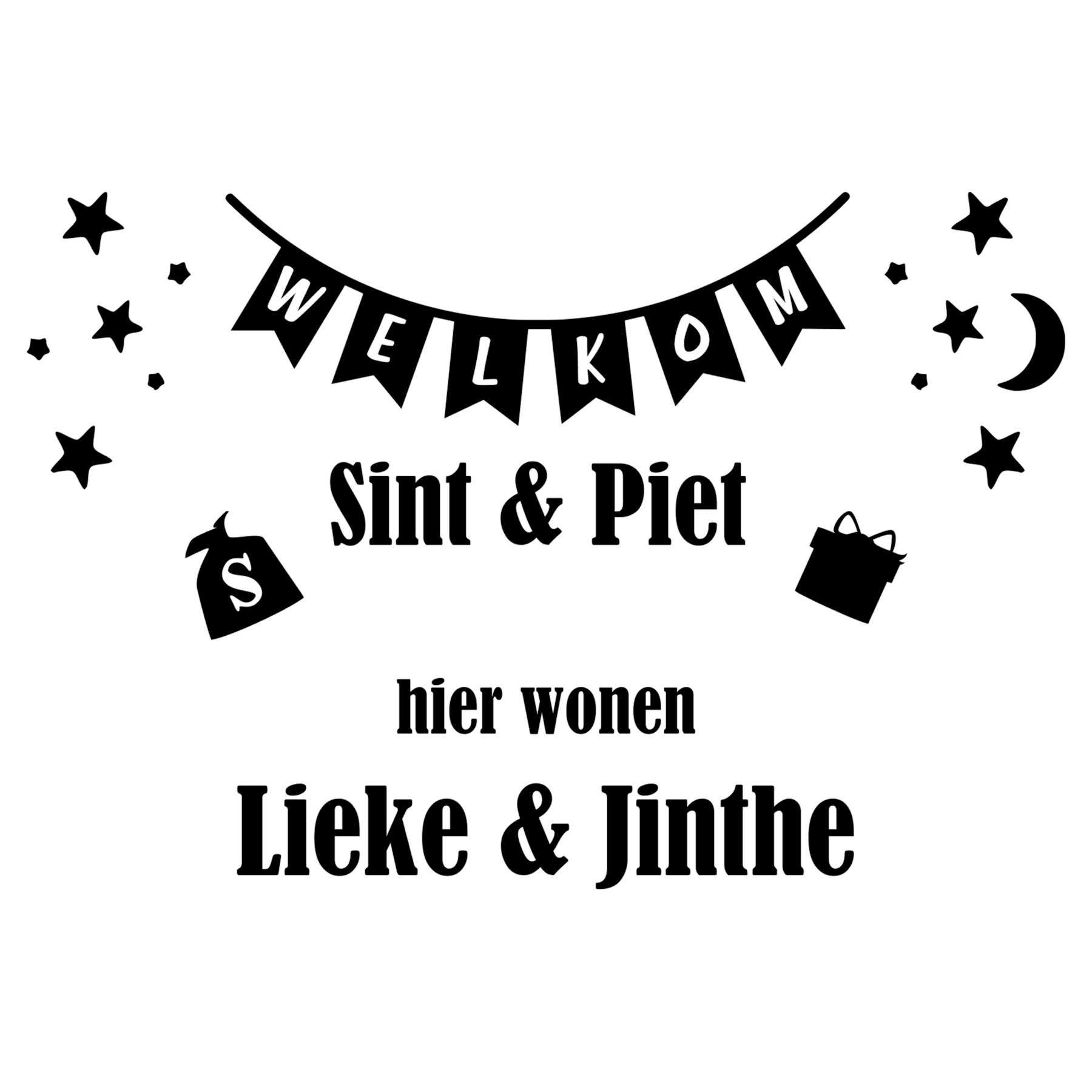 Sticker – Welkom Sint & Piet (met naam)