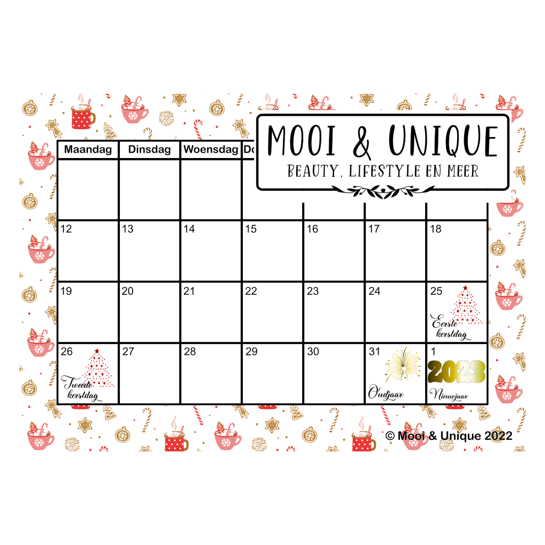 Gratis download | Aftelkalender december maand